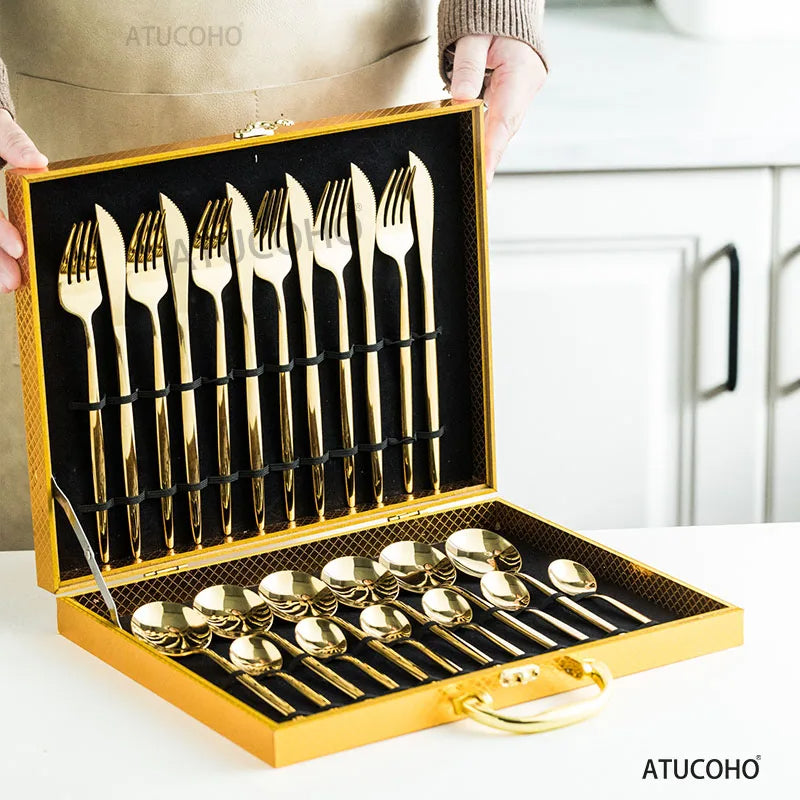 Juego de Cubiertos de 24 Piezas – Elegancia y Estilo para Tu Mesa